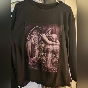 Black Graphic Angel Long Sleeve Shirt